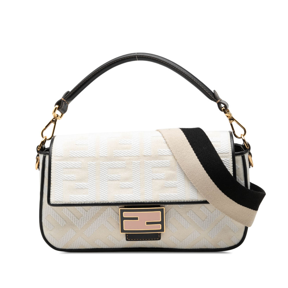 Pre-Loved Fendi Zucca Embroidered Canvas Baguette Satchel
